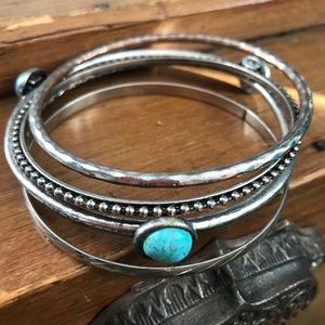 Set of Boho Bangle Bracelets
